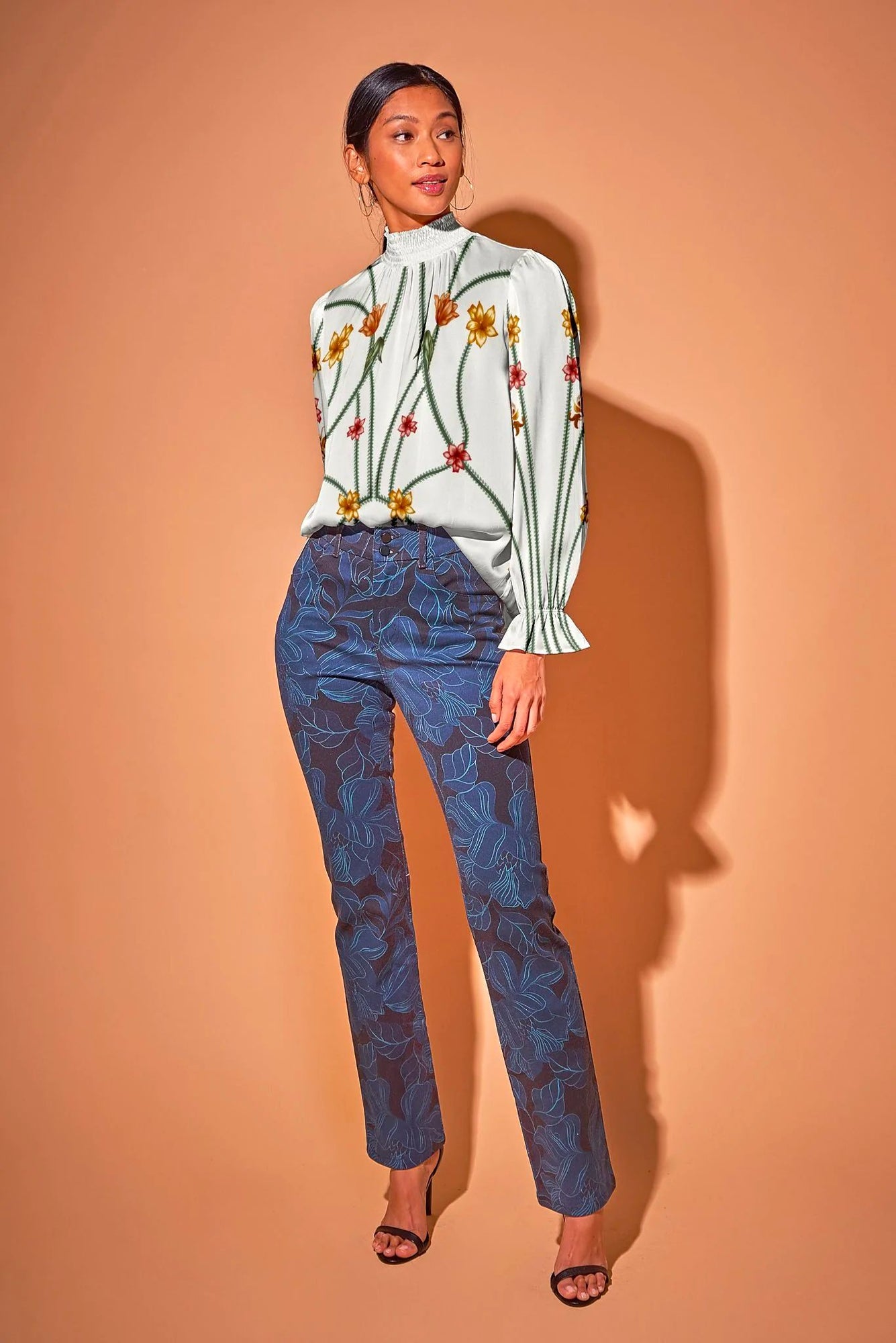 Stella Top | Art Nouveau Floral in Ecru