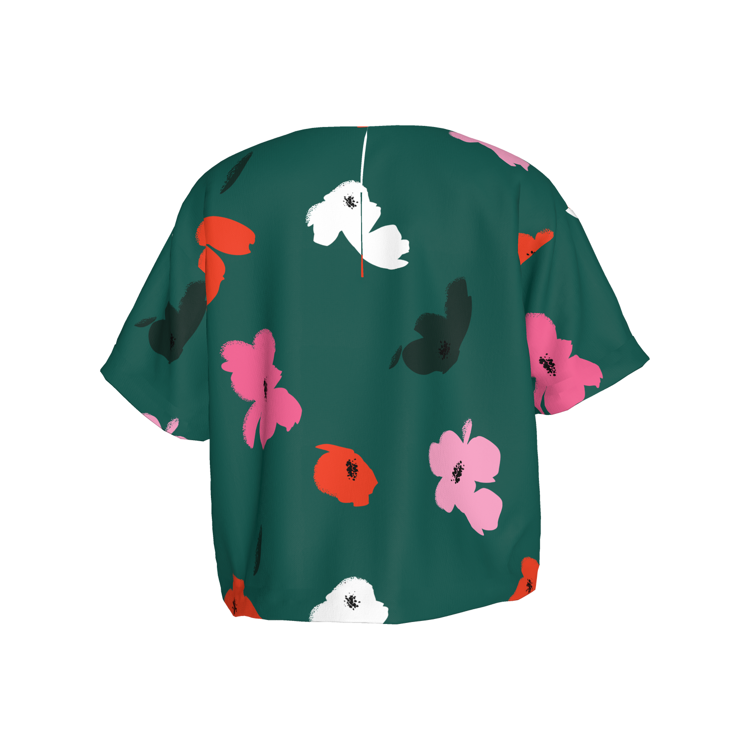 Eden Tee in Lightweight Cotton | Large Emerald Poppies Silk