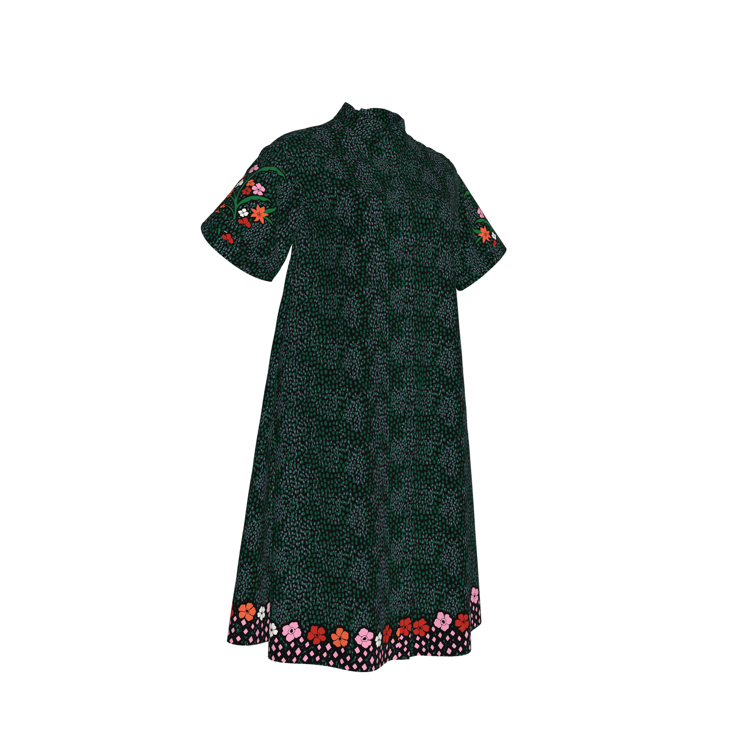 Sarah Shirtdress| Emerald Baroque Floral
