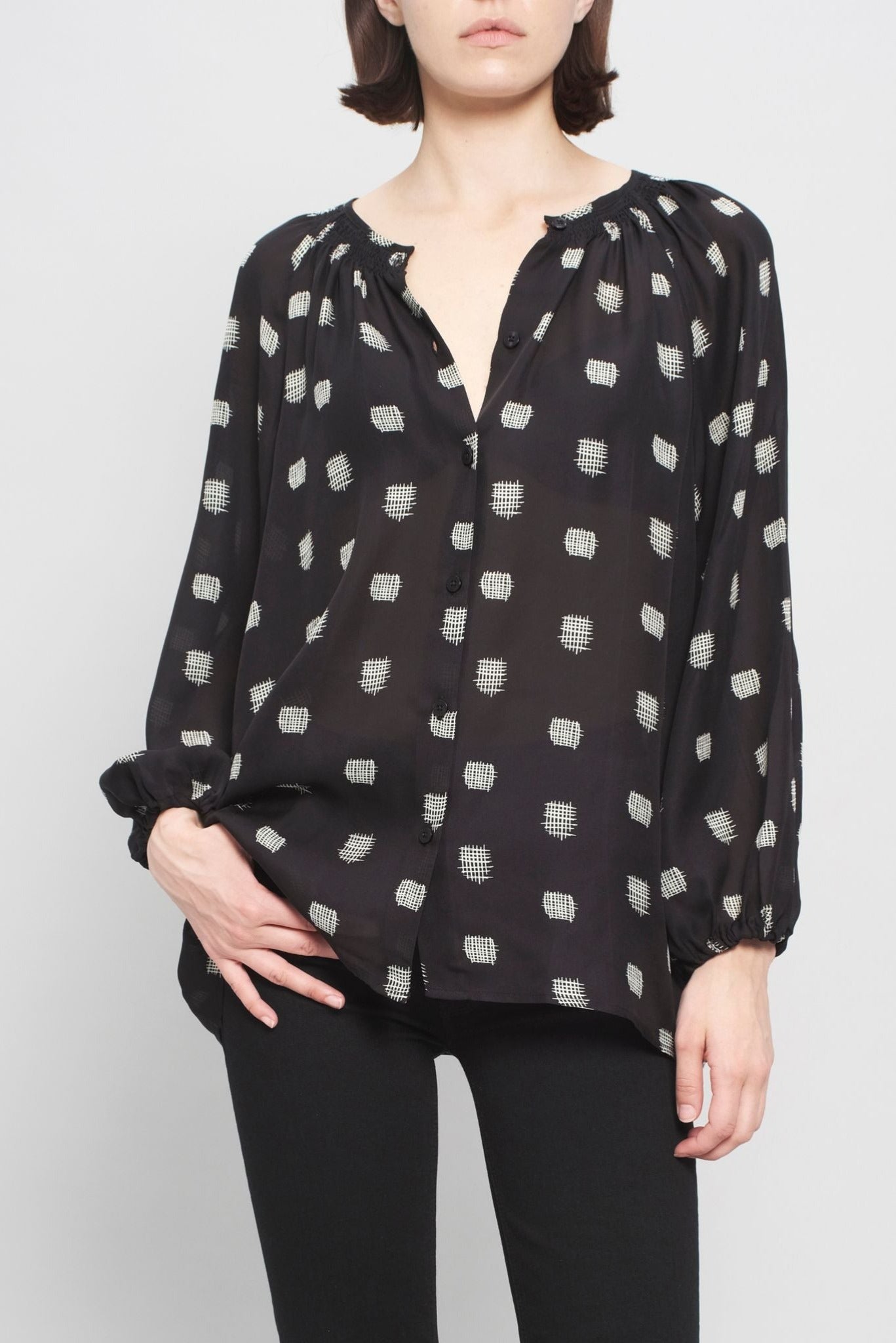 The Classic Blouse | Black Cross-Stitch