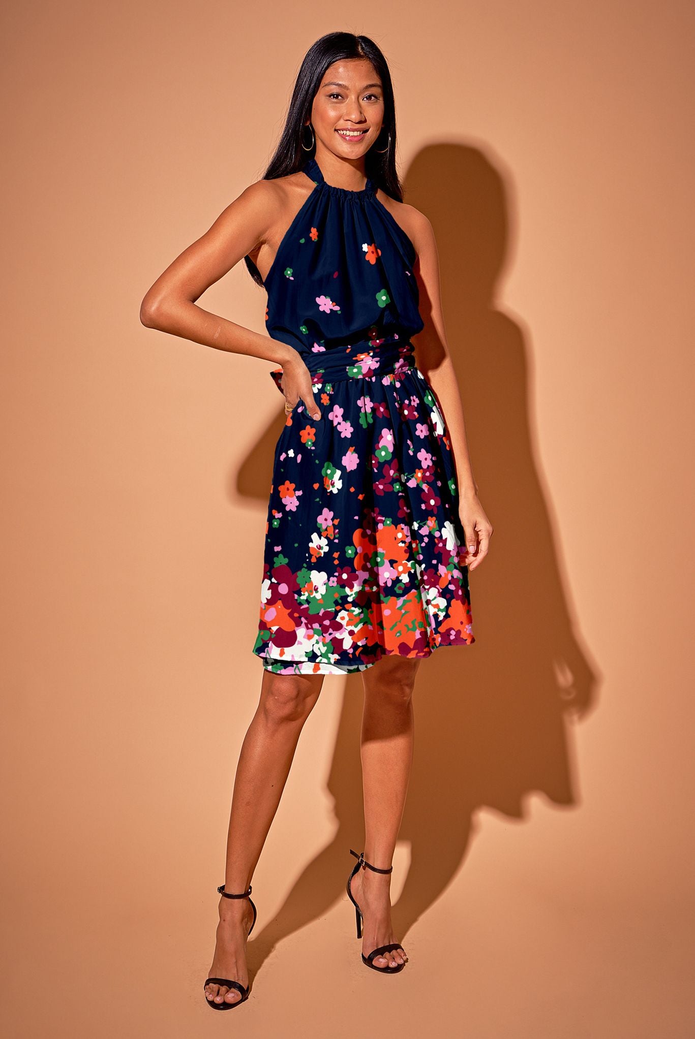 Hadley Halter Dress in Organic Cotton | Indigo Botanical Falls