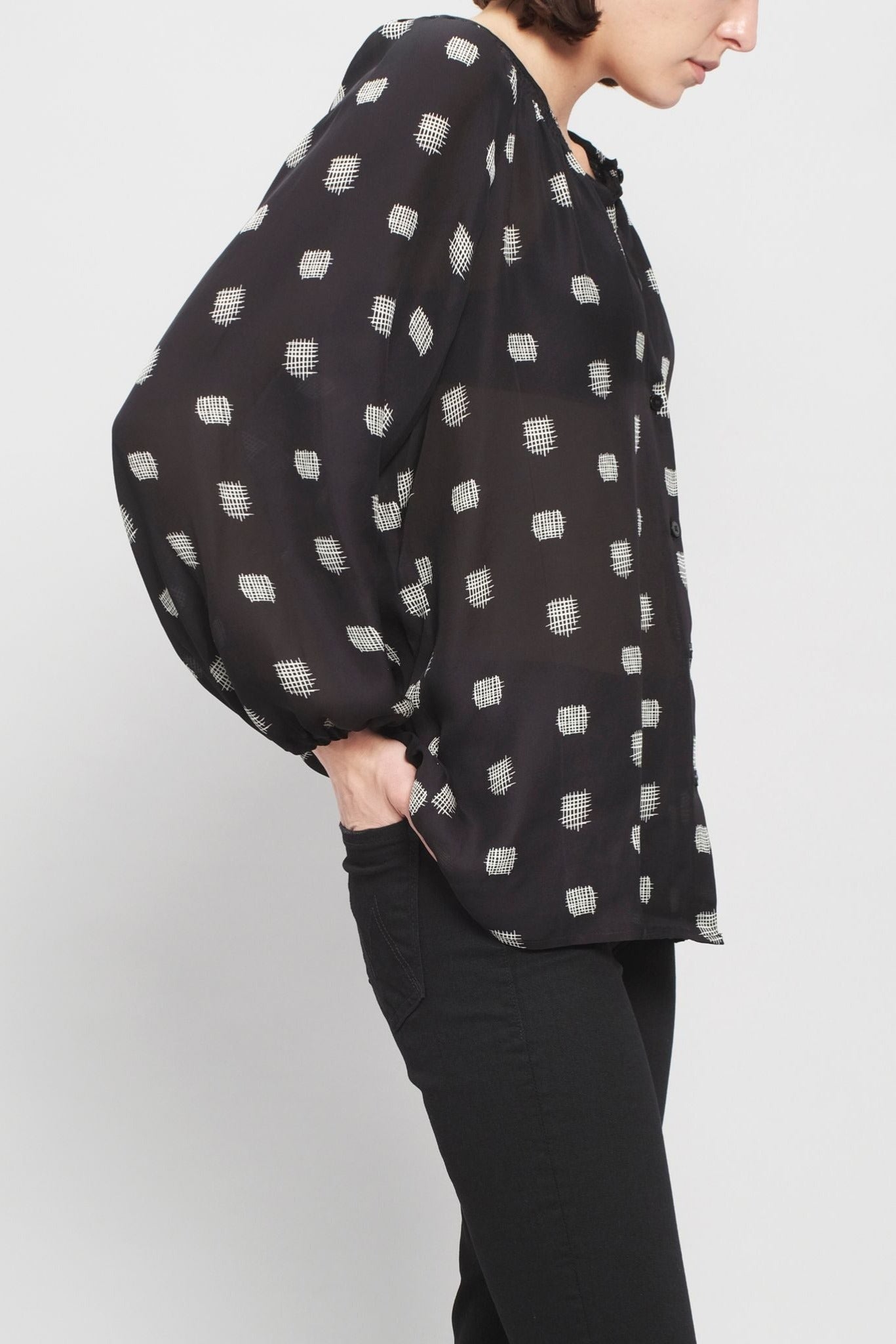 The Classic Blouse | Black Cross-Stitch