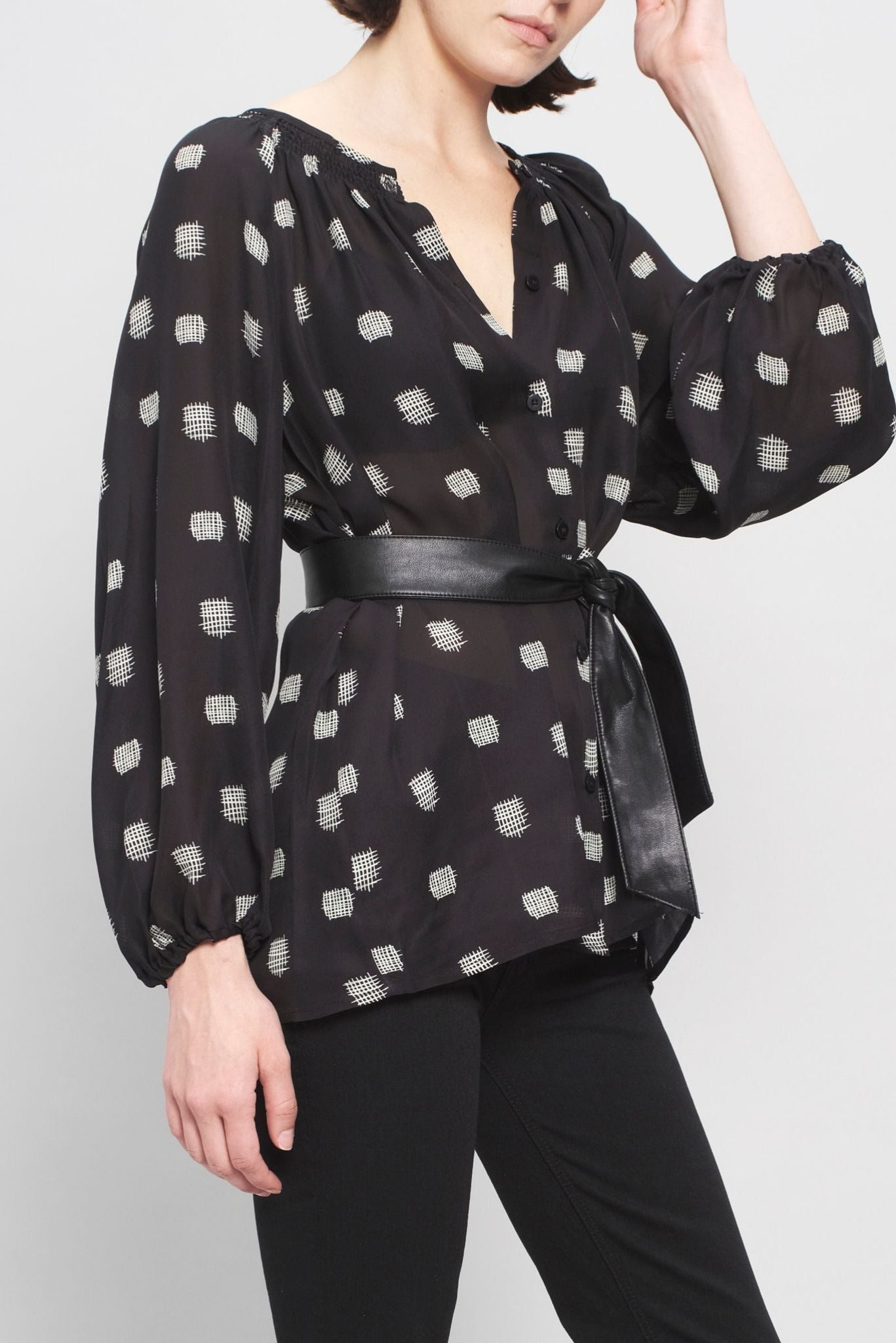 The Classic Blouse | Black Cross-Stitch