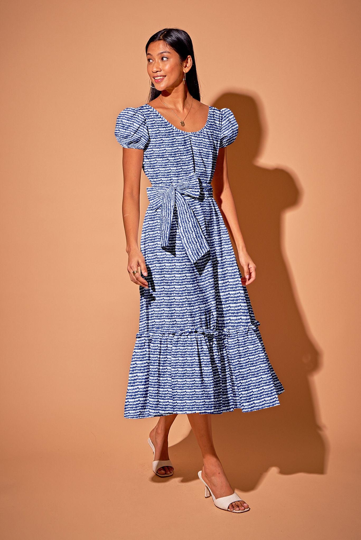 Rowan Ruffle Dress in Organic Cotton | Cobalt Sound